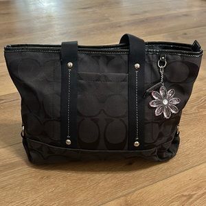 Coach logo canvas bag black